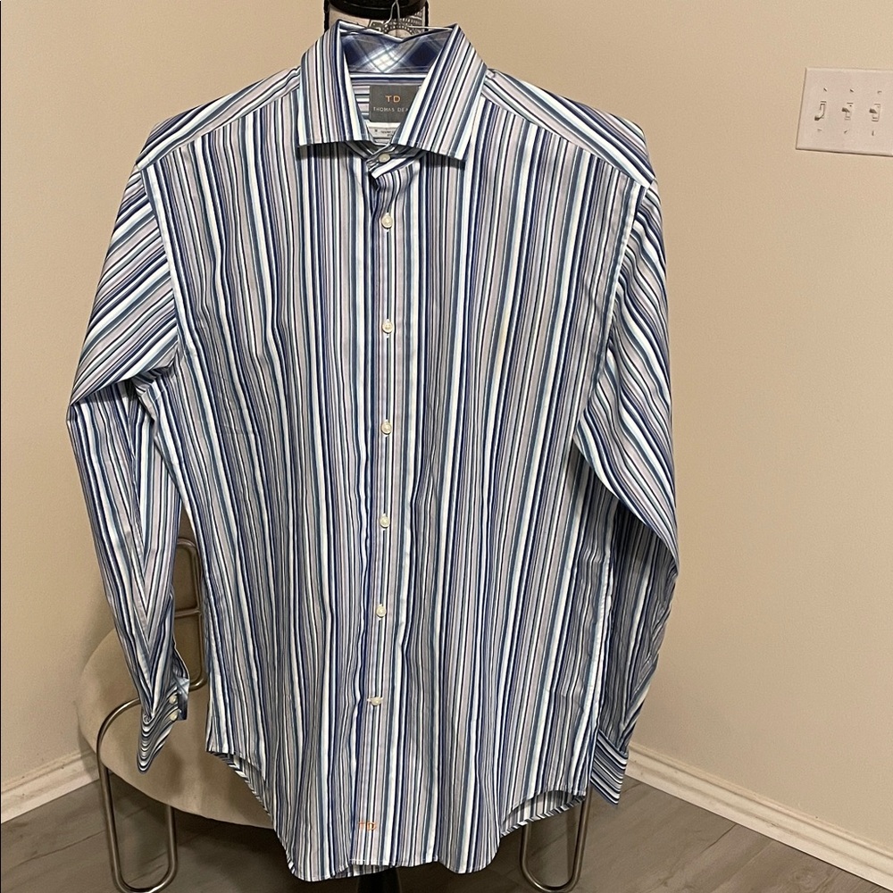 Thomas Dean Men's Performance Striped Dress Shirt